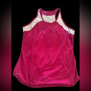 Nike Dri-Fit Pink & White Racerback Tank Top Women’s Size M Athletic